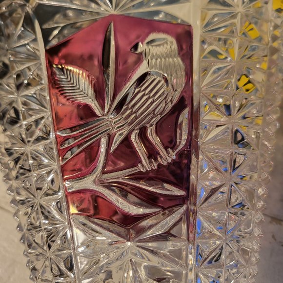 Vintage Hofbauer Byrdes Crystal Collection Clear Cut G& Ruby Red Fan Vase - Picture 4 of 9